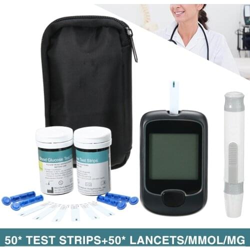 Full-auto Blood Glucose Monitor Diabetes Testing Kit Meter With Test Strips Battery Powered LCD Display Screen