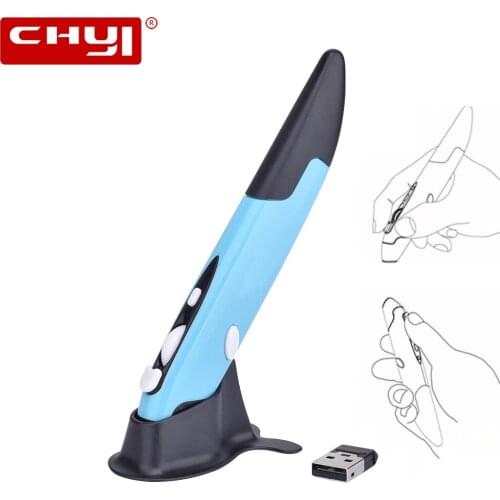 CHYI Ergonomic Wireless Mouse 2.4Ghz 1600 DPI Pen Shaped Optical Mause For Drawing Write Pen Vertical Mouse with Usb Receiver