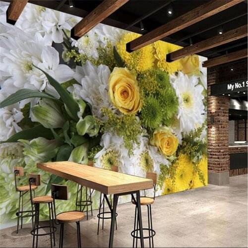 Beibehang Large Painting Home Decor Daisy Rose Flower De Pared Wallpaper Hotel Background Modern Mural for Living Room cafe