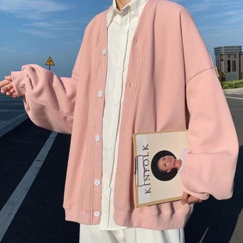 Spring Autumn Knitwear Jacket Mens Korean Casual Mens Knitwear Cardigan Fashion Loose Knitwear Mens Streetwear Knitwear