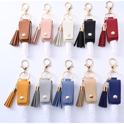 30ML Hand Sanitizer Spray Bottle Key Buckle Leather Cover Spray Head Reusable Bottle Hand Washing Storage