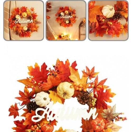 Space-saving Eco-friendly Artificial Pumpkin Maple Leaf Halloween Garland for Wall
