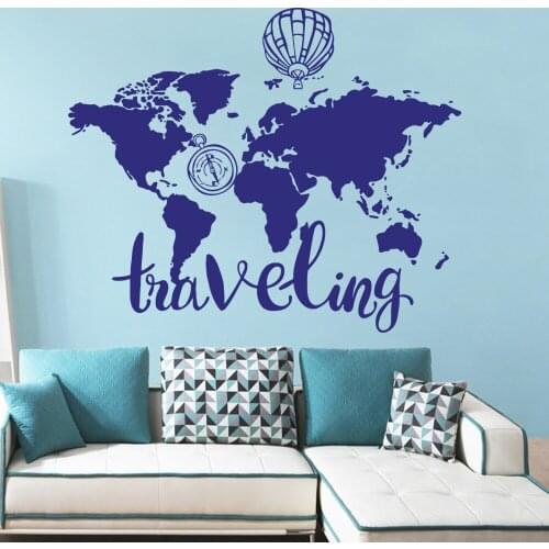 Art World Map Traveling Vinyl Wall Sticker Mural Stickers Nursery Room Decor Art Decals For Living Room Decoration