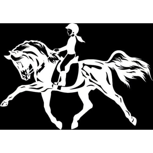 Interesting Car Sticker Riding A Horse Jumping Sport Girl Vinyl Creative Accessories PVC Decal Window Windshield Accessories