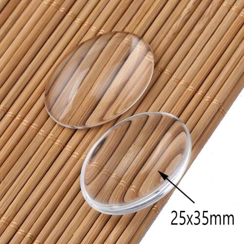 Onwear 5pcs flat back transparent clear oval glass cabochons 25x35mm diy jewelry findings for pendant necklace making
