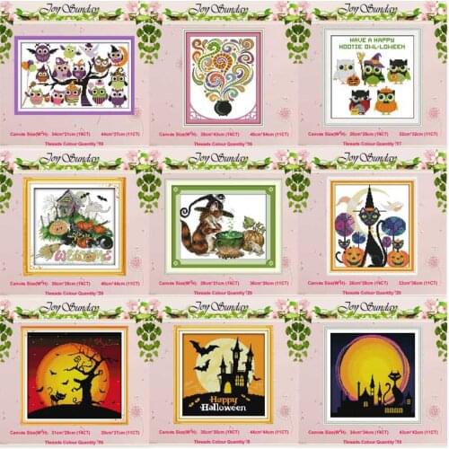 Halloween painting counted Cross Stitch 11CT 14CT Cross Stitch Set Wholesale DIY Cartoon Cross-stitch Kit Embroidery Needlework