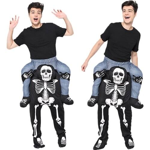 Day of The Dead Costume Skeleton Men Scary Cosplay Halloween Costume for Women Gothic Horror Pants Devil Disguise Carnival Party
