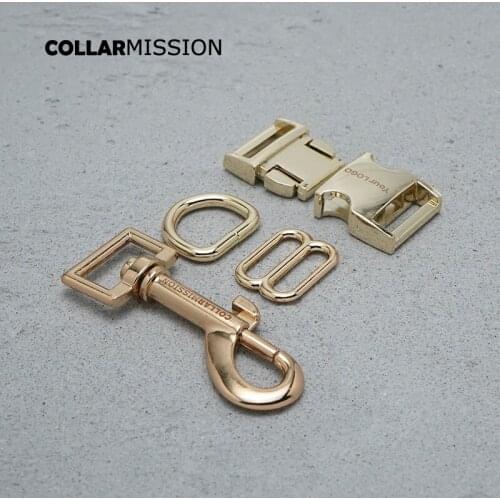 Metal buckle+adjust buckle+D ring+metal dog clasp/set) Engraved buckle, We provide laser engraving service customize LOGO 20mm