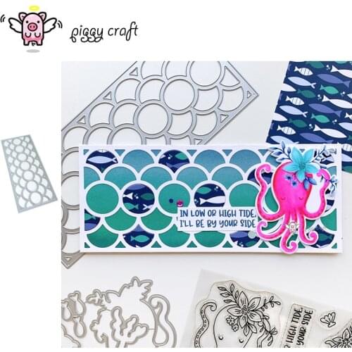 Piggy Craft metal cutting dies cut die mold Ocean wave circle frame Scrapbook paper craft knife mould blade punch stencils dies
