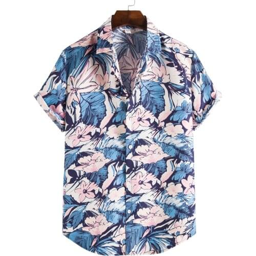 Mens Fashion Ethnic Short Sleeve Casual Printing Hawaiian Shirt Loose Blouse T-shirt Good Quality Men Clothing Camisas De Hombre