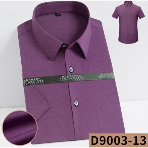 Soft Cozy Thin No Pockets Formal Short-sleeved Shirt Men Slim Fit Solid Color Casual Business Button Shirt Non-iron Work Shirt