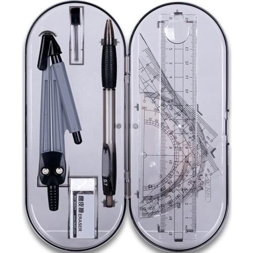 New 8PCS/Set Drawing Compass Ruler Kit Students School Stationery Examination Math Learning Tools Gifts