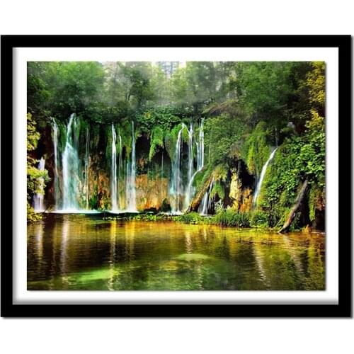 Full Square Diamond 5D DIY Diamond Painting "Waterfall landscape" Embroidery Cross Stitch Rhinestone Painting Decor Gift