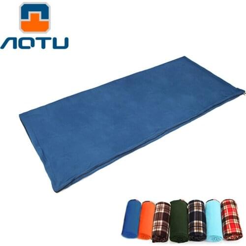 Polar Fleece Envelope Type Sleeping Bags for Outdoor Camping Hiking Portable Splicing Single Sleeping Bag Anti-Pilling Lazy Bag