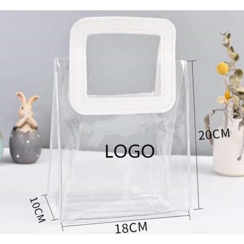 Transparent PVC Handbag Cosmetic Packaging Bag Candy Plastic Bag Gift Bag Suitable For All Kinds Of Party Activities Custom LOGO