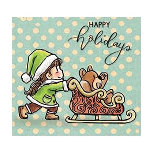 Sledding Transparent Silicone Rubber Stamp And Metal Die Sheet Cling Scrapbooking DIY Cute Pattern Photo Album