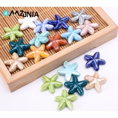 Mixed Color 18mm Starfish Shape Ceramic Beads Porcelain Spacer Beads For Jewelry Making Diy Bracelets Necklaces Accessories