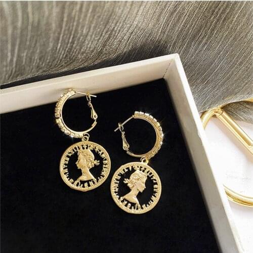 Retro Face Drop Earrings Vintage Earings for Women Girls Love Gift Cz Jewellery Round Danger Earring Fashion Long