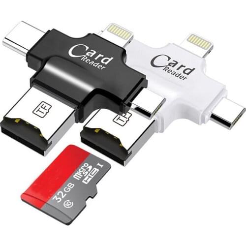 4 in 1 Type-c/Micro USB/USB 2.0 Memory Card Reader Micro SD Card Reader for Android Ipad/iphone 7plus 6s5s OTG reader