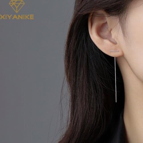 XIYANIKE 925 Sterling Silver Long Tassel T-shape Earring Female Simple Fashion Elegant Charm Couple Gift Handmade Accessories