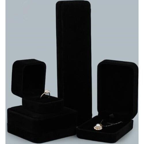 Customized LOGO Black Series 100PCS/LOT Velet Jewelry Packaging Box Display Box Ring Necklace Bracelet Storage Box