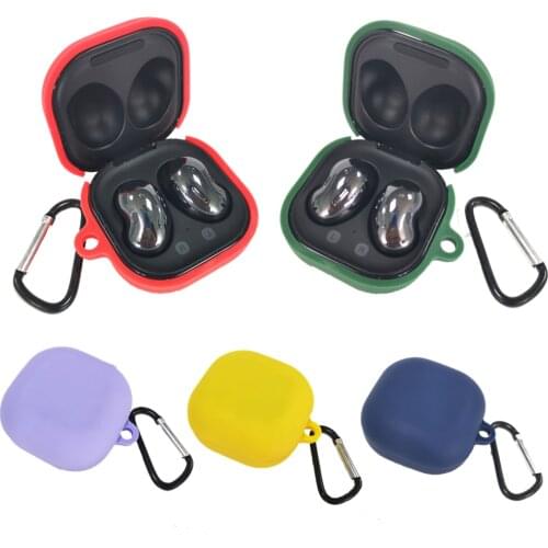 Silicone Earphone Case For Samsung Galaxy Buds Live TWS Bluetooth Headphone Cover Protective Shell With Hook For Buds Live