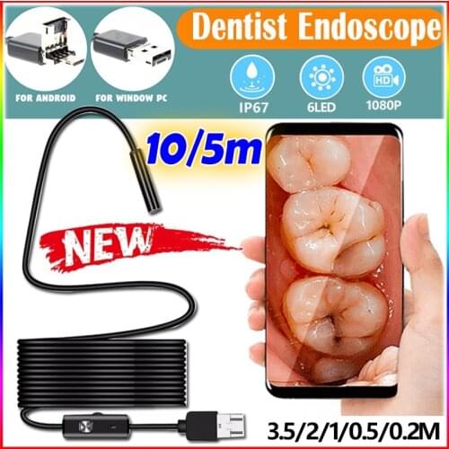Dental Endoscope Handheld 7mm Mini Waterproof USB Otoscope Camera Android PC Endoscopic Earpick for Ears Teeth Nose Inspection