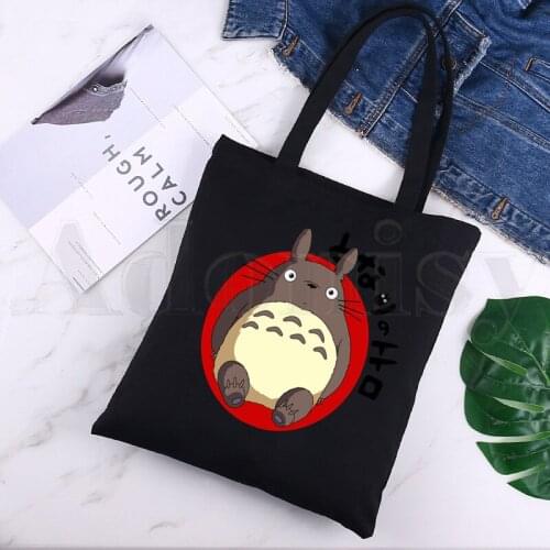 Totoro Studio Ghibli Kawaii Miyazaki Hayao Anime Large Capacity Storage Handbag Shoulder Bag Tote Reusable Student Bookbag