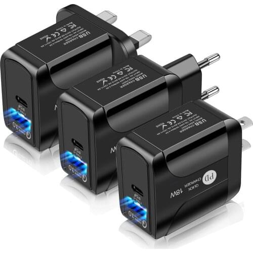 18W luminous PD single USB compatible qc3.0 mobile phone charger is suitable for Huawei Samsung Xiaomi fast charging gancharger