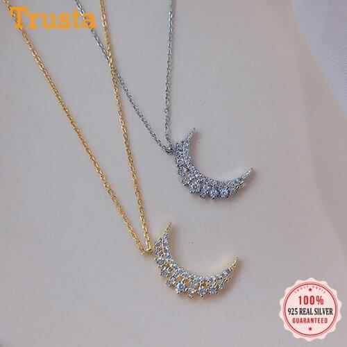 TrustDavis Real 925 Sterling Silver Fashion Hollow Star Shiny CZ Choker Necklace For Women Wedding Birthday Fine Jewelry DB268