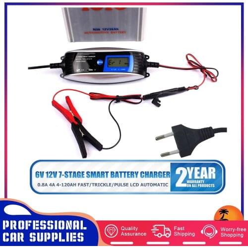6V 12V 0.8A 4A Motorcycle Car Battery Charger Lead Acid 7 Stage Charger Smart IP65 RV Cmaper Lorry Van Charger Accessoreis EU
