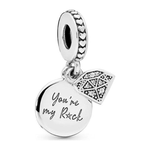 Genuine 925 Sterling Silver Bead My Rock Pendant Charm Fit Original Pan Women Bracelet & Necklace Diy Jewelry
