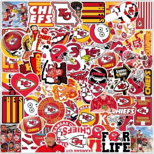 10/30/50Pcs Kansas City Chiefs Rugby Graffiti Waterproof Skateboard Travel Suitcase Phone Laptop Luggage Stickers DIY Kids Girl