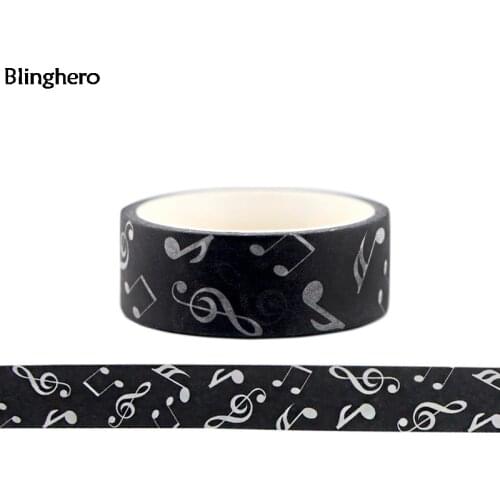 10pcs/set Blinghero Music Note 15mmX5m Black Decals Personalized Pattern Adhesive Tape Stickers Washi Tape Masking Tape BH0145