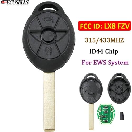 EWS 3 Button Remote Car Key 315MHZ 433MHZ ID44 PCF7935 Chip FCC ID: LX8 FZV HU92 Uncut Blade For BMW Mini Copper 2005 2006 2007