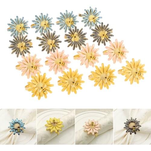 4Pcs Flower Napkin Rings Metal Napkin Buckles Serviette Holder for Wedding Party Restaurant Home Table Decoration