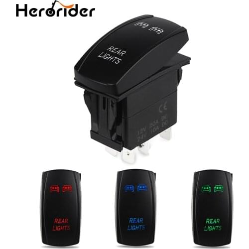 5pin Laser Push Button Rocker Toggle Switch Blue LED Bar Light Car Auto ON-OFF Single Button Switch for Toyota Car Styling 12V