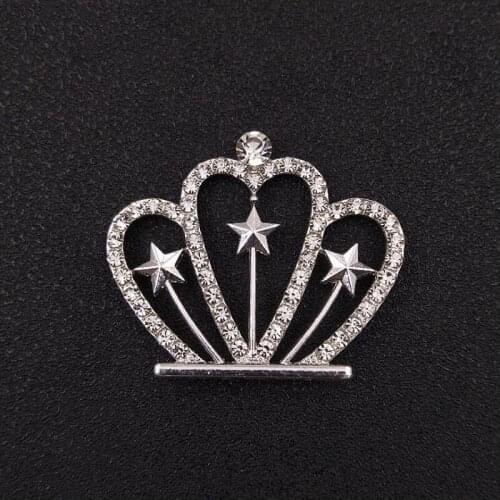 50pcs Star Crown Glitter Crystal Rhinestone Appliques For Headband strass Flatback Wedding Invitation Hairpin Hair Clip Decor