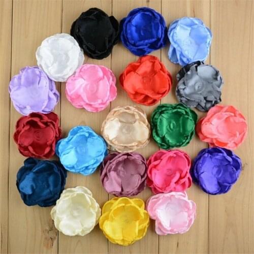 50pcs/lot 19 Color U Pick 3.54 Inch Unfinished Burned Layered Satin Flower Girls Hair Accessories Wedding Decoration MH90