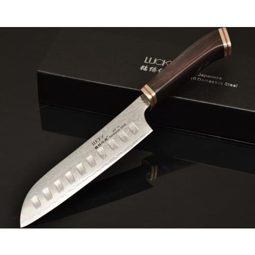 7inch Santoku Kitchen Knife Japanese VG10 Damascus Steel Fish Meat Fruit Vegetable Cutter Fillet Slicing Chopping Chef Knife 48