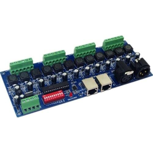 700MA Constant Current 12 Channel DMX512 Dimmer LED Decoder & RJ45 3P Controller Dimmer for RGB LED Strip Lights Lamp