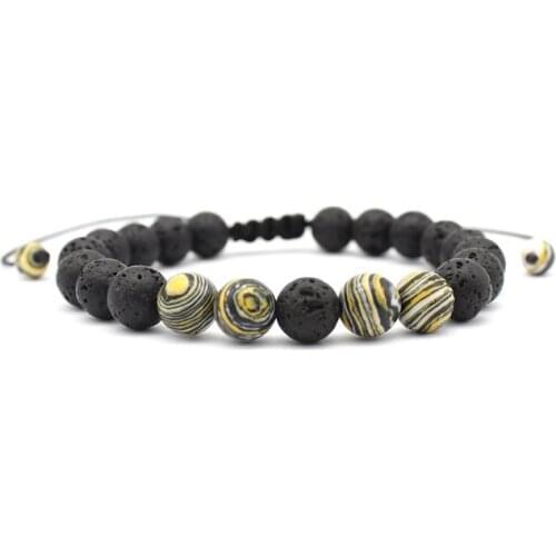 8mm rope Chakra Healing malachite Reiki Buddha Prayer Yoga Bracelet hd3 adjusted Macrame Matte Volcanic Stone Bangles