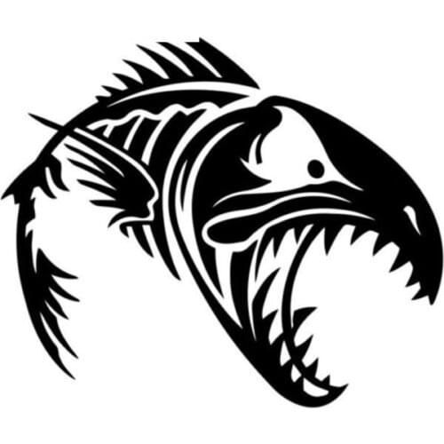 Car Stickers Fish Skeleton Funny PVC Car Decoration Accessories Stickers Creative Waterproof Sunscreen Black/white,15cm*14cm