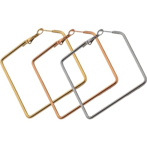 BTEN Stainless Steel Punk Jewelry Smooth Square Big Hoop Earring For Women Lady Large Geometric Statement Loop Earring Gift