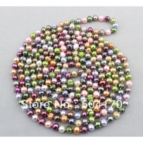 Free Shipping! Popular 8mm Multicolor Freshwater Pearls Necklace 90" Length Wedding Jewelry Wholesale FP044