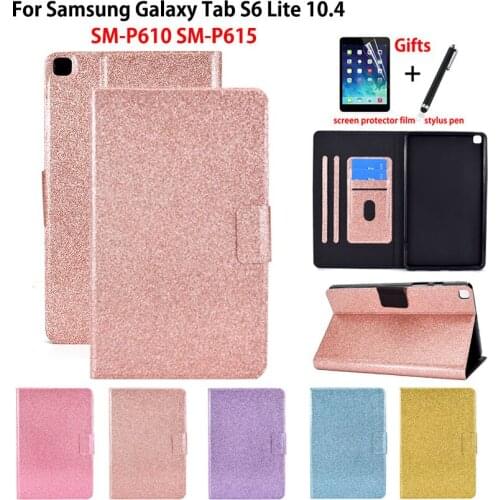Glitter Case For Samsung Galaxy Tab S6 Lite 10.4 Cover P610 P615 SM-P610 SM-P615 Funda Tablet Protective Stand Capa Shell +Gift