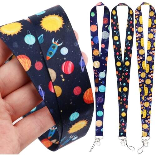 DZ1911 Universe Planet Astronaut Key lanyard Car Keychain Personalise Office ID Card Pass Gym Key Ring Badge Holder Jewelry