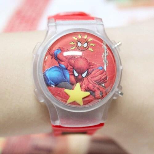 Disney Childrens Watch Flashing Light Emitting Electronic Watch Girl Boy Cartoon Watch Anime Figure Spiderman Princess Frozen