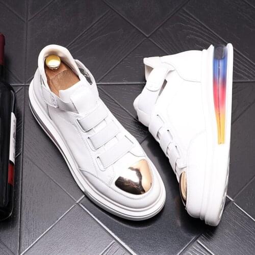 ERRFC Spring Fall Mens Fashion White Casual Comfort Shoes High Top Elastic Band Trending Leisure Hip Hop Leisure Platform Zapato