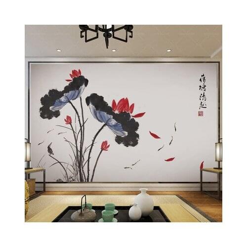 GS9330 Lotus Wallpaper Self Adhesive Bedroom Wall Sticker Living Room Decor Wall Painting House Decoration Bathroom Stickers